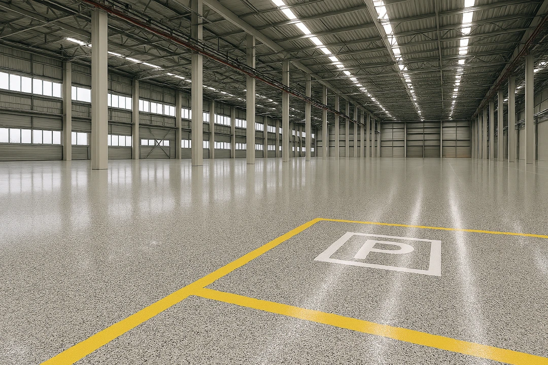 Profesjonalna posadzka żywiczna w hali produkcyjnej